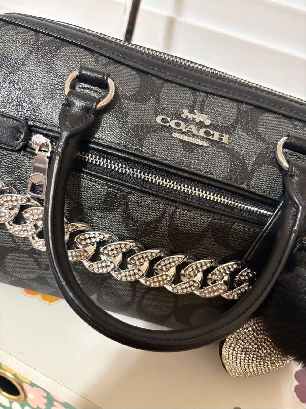 Coach Black Signature Canvas Rowan Satchel With Matching Wallet - Picture 9 of 12